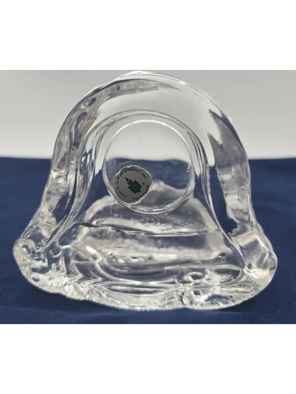 Vintage PartyLite Dolphin Waves Glass Tealight Glass Candle Holder w/Sticker - Picture 9 of 9